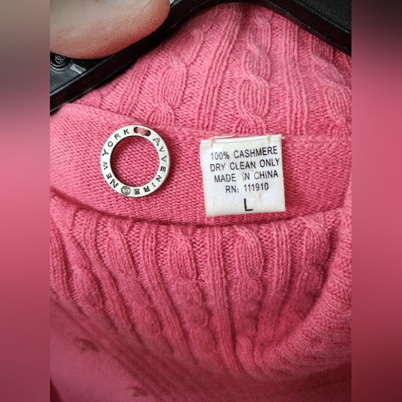 100% Cashmere Pink Sweater Women's Large Perfect Condition New York Avvenire - Picture 11 of 11